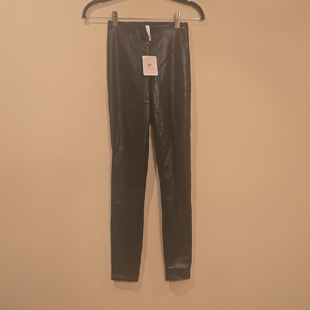 Fabletics Black Faux Vegan Leather Leggings